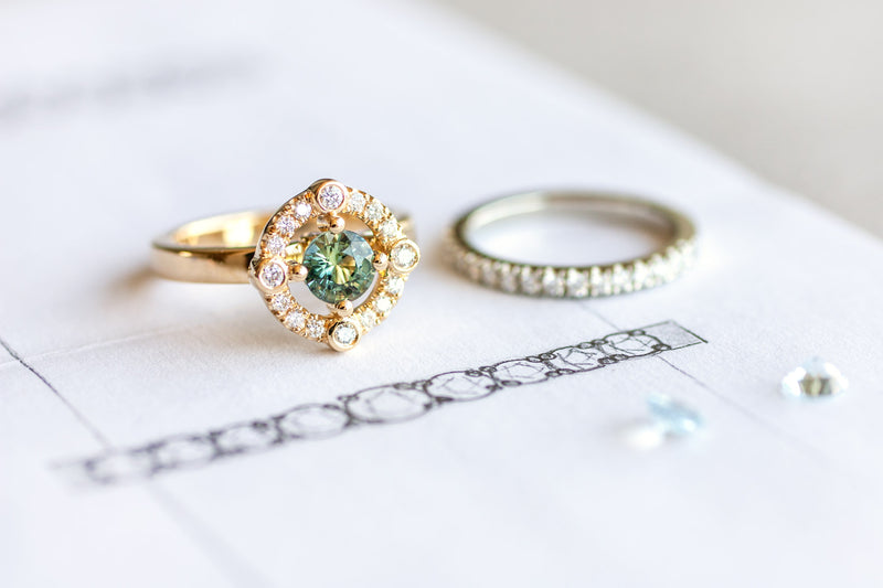 Parti Sapphire Diamond Halo Toronto Engagement Ring