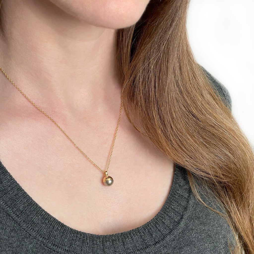 Two Toned 18K Gold Sphere Necklace Toronto Jewellery