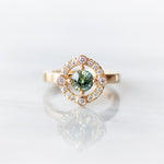 Sapphire Yellow Gold Diamond Halo Engagement Ring