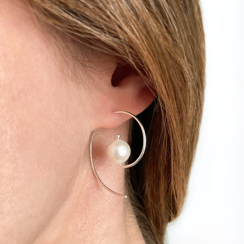 White Freshwater Pearl Swirl Earring Silver Toronto Jewellery Reversible Side B